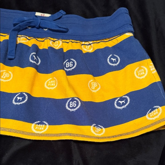 PINK Blue and Yellow Striped Women’s Skirt - Casual Athletic Style - Picture 3 of 5